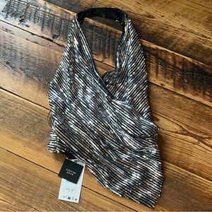 Zara NWT Silver Sequined Top